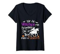 Womens Not All Witches Ride Broomsticks One of Them Rides A Unicorn V-Neck T-Shirt