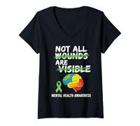 Women's Not All Wounds are Visible Mental Health Mental Wellness V-Neck T-Shirt