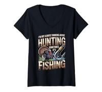 Women's Not Always Thinking About Hunting Sometimes Its Fishing V-Neck T-Shirt