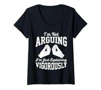 Women's Not Arguing Just Explaining Vigorously s Hand Gesture V-Neck T-Shirt