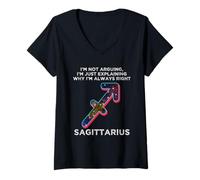 Womens Not Arguing Just Explaining Why I'm Right - Sagittarius V-Neck T-Shirt