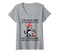 Womens Not As Mean As I’d Like - Witch Cat Cauldron Apparel V-Neck T-Shirt