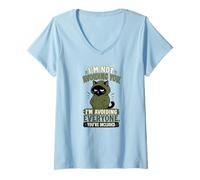 Women's Not Avoiding You Avoiding Everyone Black Cat Introvert V-Neck T-Shirt