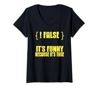 Womens Not False It's Funny Because It's True Boolean Dev V-Neck T-Shirt