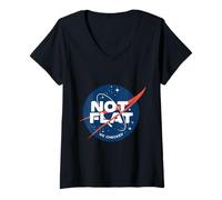 Womens Not Flat We Checked Funny Anti Flat-Earth Pro Science V-Neck T-Shirt