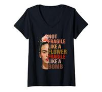Womens Not Fragile Like A Flower Fragile Like A Bomb V-Neck T-Shirt