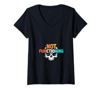 Women's Not Functioning Funny Relatable Mood Design V-Neck T-Shirt