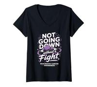 Women's Not Going Down Without A Fight Pancreatic Cancer Awareness V-Neck T-Shirt