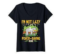 Women's Not Lazy I'm in Power-Saving Mode Sloth V-Neck T-Shirt