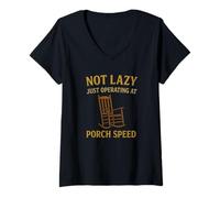 Womens Not Lazy Just Operating at Porch Speed Retirement V-Neck T-Shirt