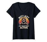 Womens Not Lazy Just Selectively Active Funny Sloth V-Neck T-Shirt