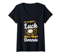 Womens Not Luck It's A Well-Read Donnée Petanque V-Neck T-Shirt
