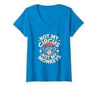 Women's Not My Circus Not My Monkeys V-Neck T-Shirt, Sapphire Blue, Large