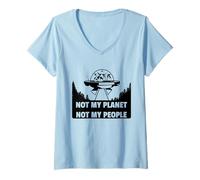 Women's Not My Planet Socially Awkward Funny Introvert V-Neck T-Shirt