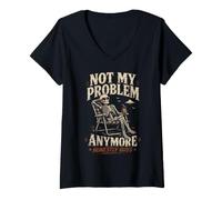 Women's Not My Problem Anymore - Funny Skeleton Relaxing Design V-Neck T-Shirt