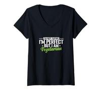 Women's Not Perfect But Vegetarian Funny Proud V-Neck T-Shirt