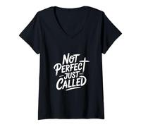 Women's Not Perfect Just Called Christian Faith Identity Message V-Neck T-Shirt