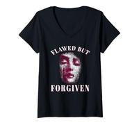 Women's Not Perfect Just Forgiven Flawed Christian Religious Bible V-Neck T-Shirt