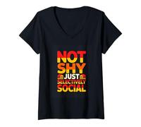 Women's Not Shy Just Selectively Social Funny Introvert V-Neck T-Shirt