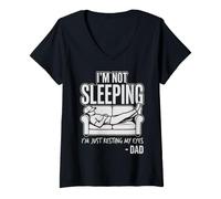 Women's Not Sleeping Sarcastic Tired Napping Grandpa Resting Eyes V-Neck T-Shirt