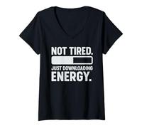 Women's Not Tired, Just Downloading Energy V-Neck T-Shirt
