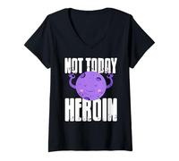 Womens Not Today Heroin Recovery Motivation Addiction Awareness V-Neck T-Shirt
