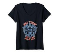 Womens Not Today Jesus - Baphomet Occult V-Neck T-Shirt