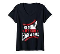 Women's Not Today My Son Has A Game Funny Baseball V-Neck T-Shirt