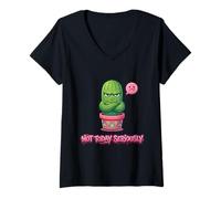 Women's Not Today Seriously and Angry Cactus Cute Style V-Neck T-Shirt