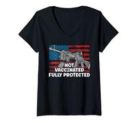 Womens Not Vaccinated Fully Protected Second Amendment V-Neck T-Shirt