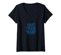 Womens Not Your Babe Retro Feminist Bold Attitude Statement Design V-Neck T-Shirt
