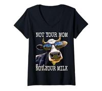 Womens Not Your Mom Not Your Milk Veggie Veganism Mother Cow Vegan V-Neck T-Shirt