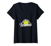 Women's Nothing Beats Tennis Sports Quote V-Neck T-Shirt