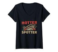 Women's Nothing Hotter Than A Train Spotter Locomotive V-Neck T-Shirt