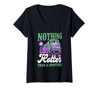 Womens Nothing is Hotter Than A Spotter - Funny Railroad V-Neck T-Shirt