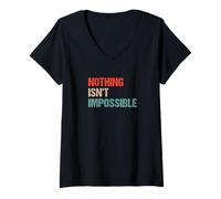 Women's Nothing Isn’t Impossible - Funny Double Negative Wordplay V-Neck T-Shirt