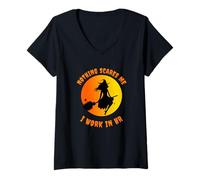 Women's Nothing Scares Me I Work in HR V-Neck T-Shirt