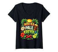 Women's NOU KA Pale KREYOL - Caribbean Creole V-Neck T-Shirt