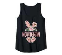 Womens NOVAGRAN Cute Leopard Bunny Ears Floral Easter Tank Top