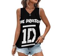 Women's Novelty Black Tank Top T-Shirt One Sleeveless Tee Tops V Neck Blouse Tshirt for Female Fans Merch Direction T Shirt Gifts