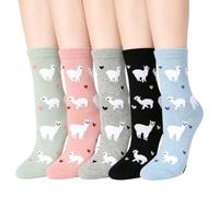 Women's Novelty Funny Crew Socks Girls Cute Animal Colourful Patterned Dress Socks Silly Funky Casual Cotton Floral Sock Gift