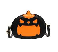 Womens Novelty Pumpkin Shape Crossbody Bag for Halloween Parties Funny Devil PU Leather Shoulder Purse Costume Accessory