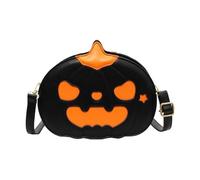 Womens Novelty Pumpkin Shape Crossbody Bag for Halloween Parties Funny Devil PU Leather Shoulder Purse Costume Accessory