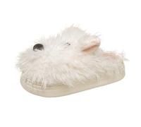 Women's Novelty Puppy Slippers - Cute Christmas Themed Animal Slides, Cosy Plush Closed Toe Slip-Ons for Festive Indoor Comfort (White, 4)
