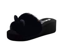 Womens Novelty Slippers Warm Furry Cozy Open Toe Beach Sliders For Girls Winter Fashion Thick Sole Shoes 3D Cute Rabbit Party House Slippers For Women Bedroom Slippers Preppy Slippers
