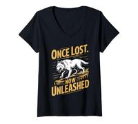 Womens Now Unleashed Dire Wolf White Wolf Animal Dire Wolf V-Neck T-Shirt