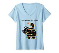 Womens Now We Have The Salad Cat Tangled Xmas Lights V-Neck T-Shirt