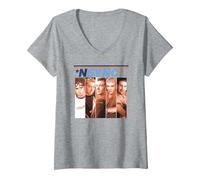 Women's NSYNC Official 'NSYNC Debut Album Cover V-Neck T-Shirt, Heather Grey, X-Large