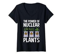 Womens Nuclear Energy POWER OF NUCLEAR PLANTS Funny Activists V-Neck T-Shirt