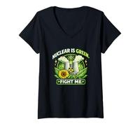 Women's Nuclear is Green Fight Me Pro Nuclear Energy V-Neck T-Shirt